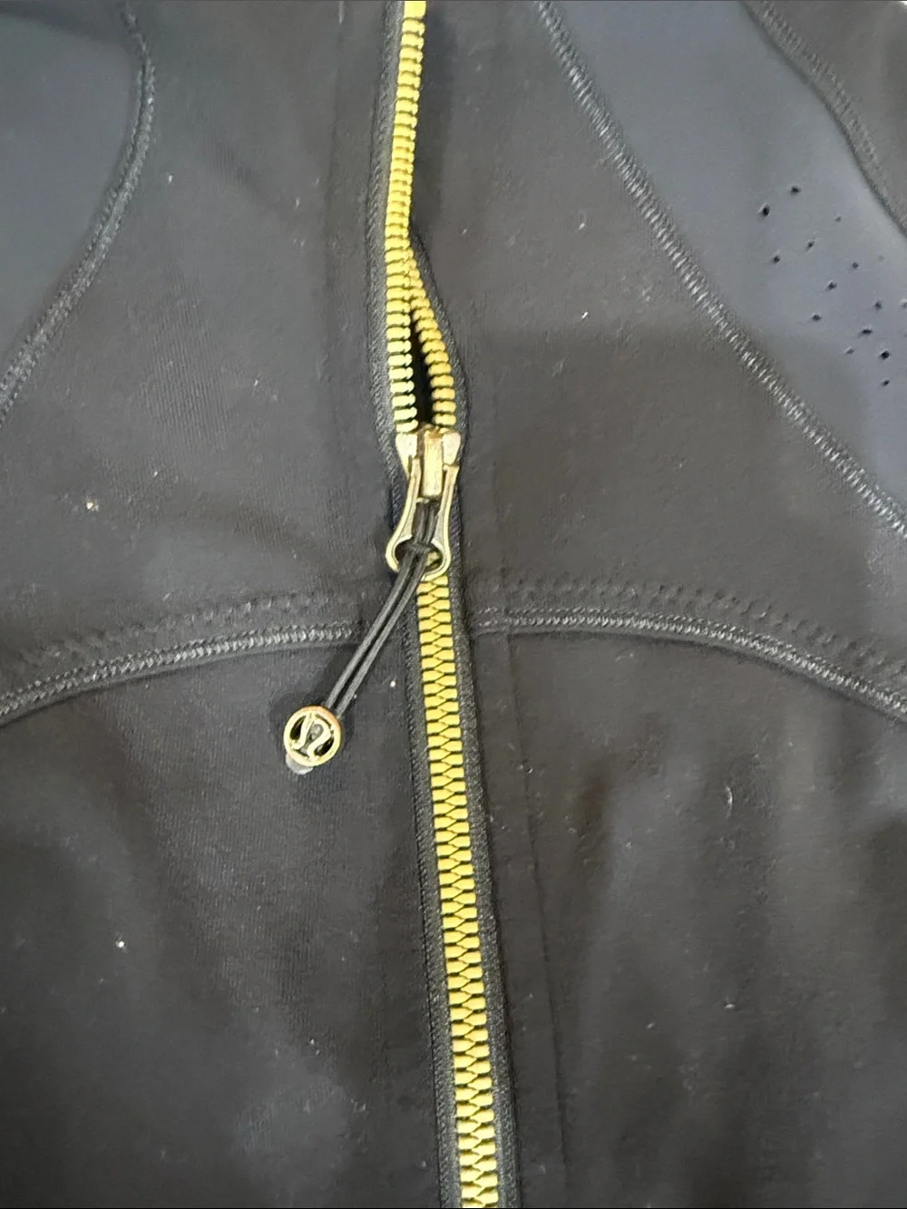 Lululemon Women’s Black Zip-Front Athletic Jacket with Gold Zippers